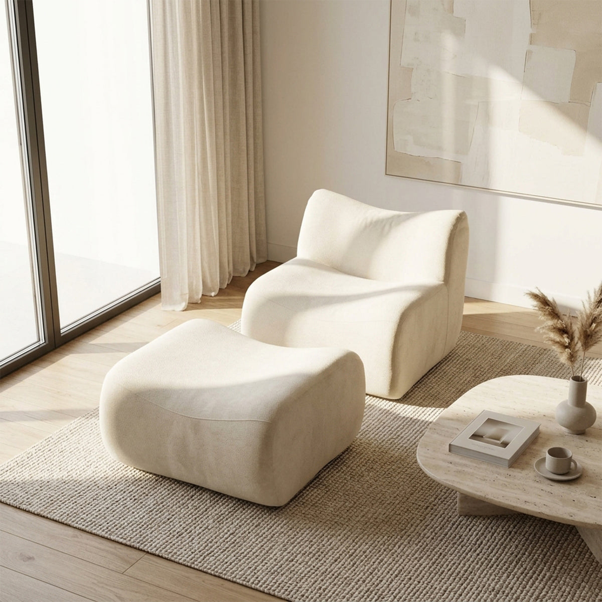 Canapé modulaire chenille beige 1 place