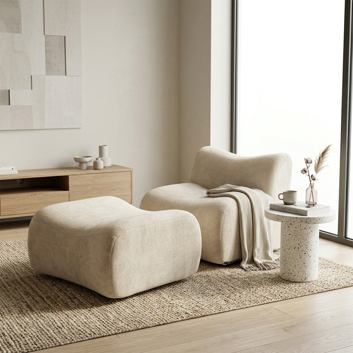 Canapé modulaire chenille kaki 1 place