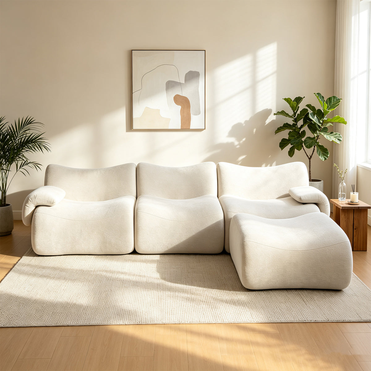 Canapé modulaire chenille beige 3 place
