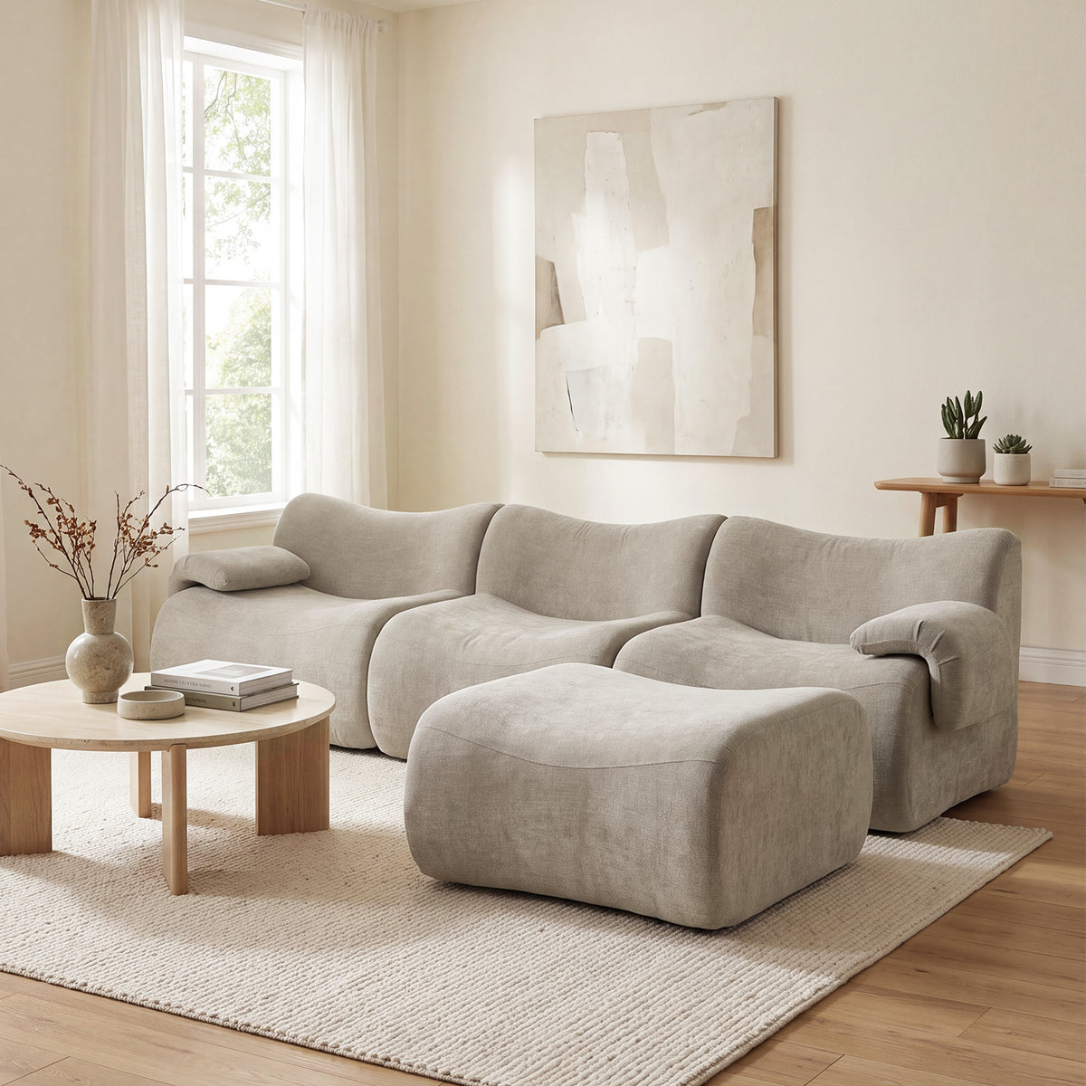 Canapé modulaire chenille gris 3 place