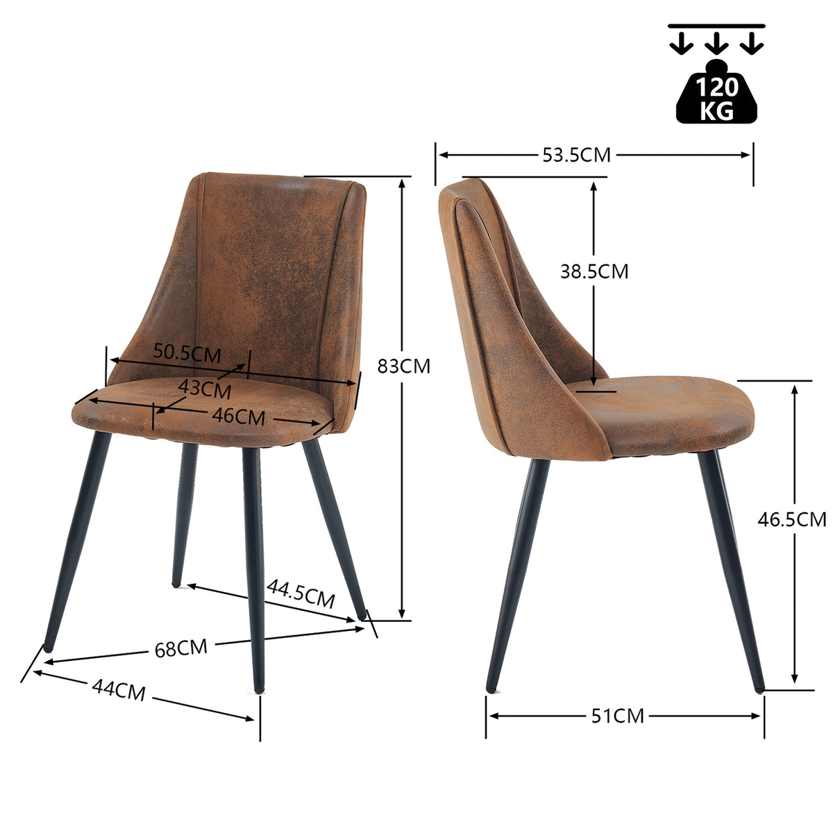 Ensemble de salle à manger comprenant une table extensible et 4 chaises industrielles en suédine