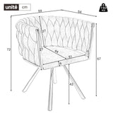 Lot de 4 chaises de salle à manger pivotantes en velours gris avec pieds en métal argenté