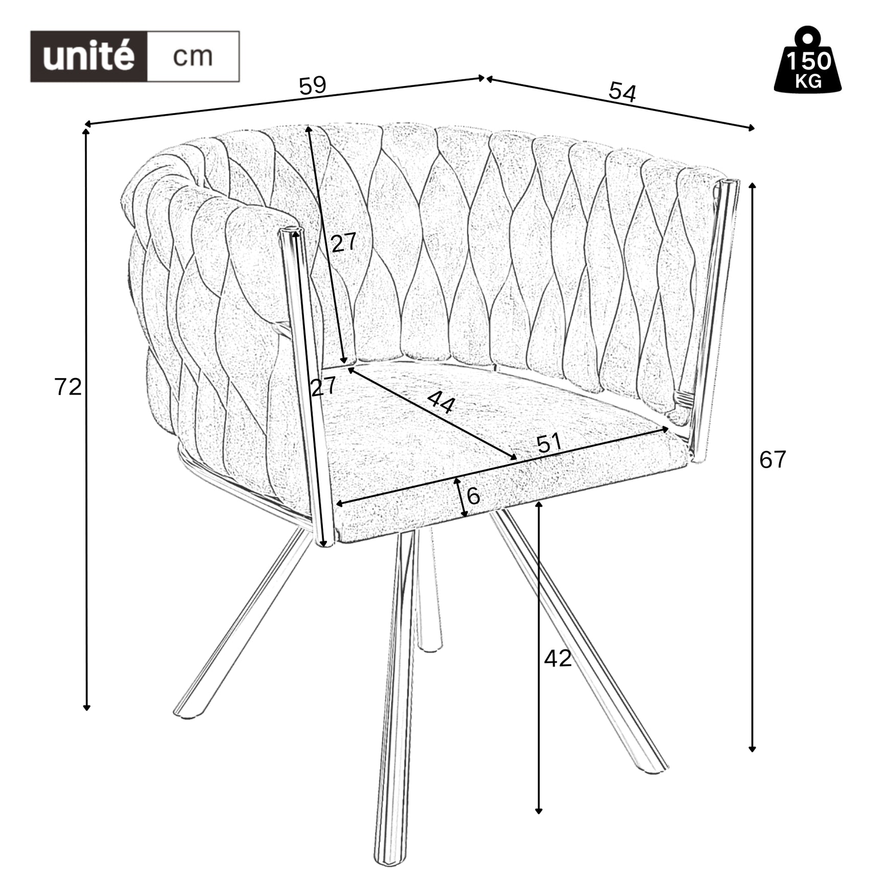 Lot de 4 chaises de salle à manger pivotantes en velours gris avec pieds en métal argenté