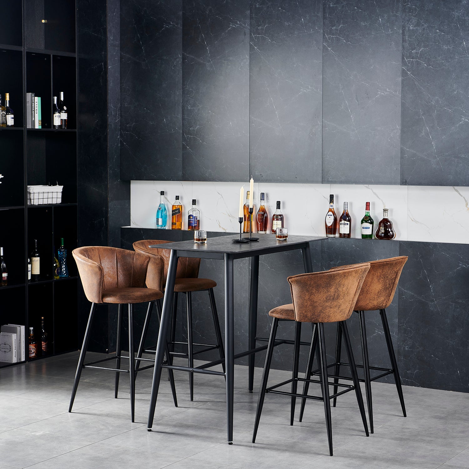 Set of 6 industrial bar stools with armrests and Sweden file - Dononic Bar