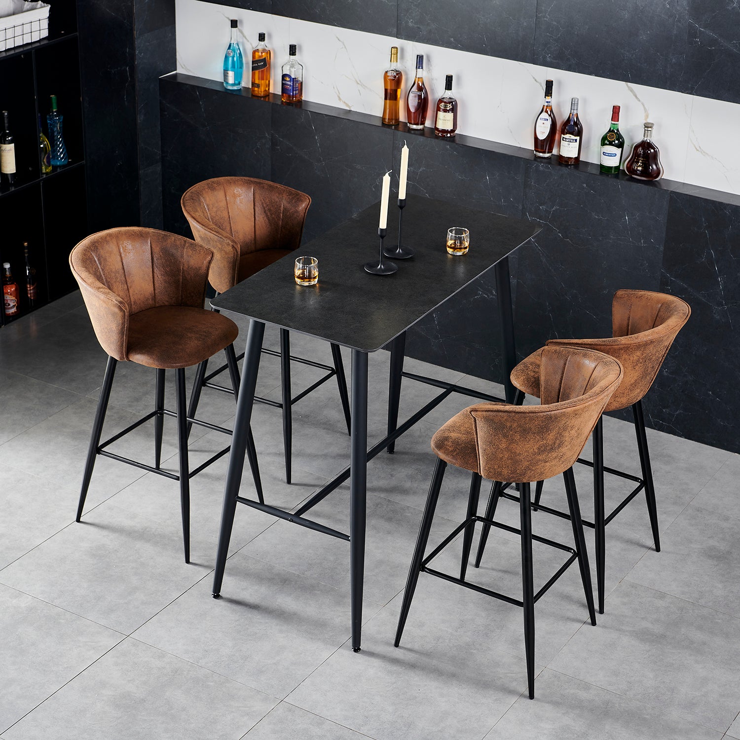 Set of 6 industrial bar stools with armrests and Sweden file - Dononic Bar