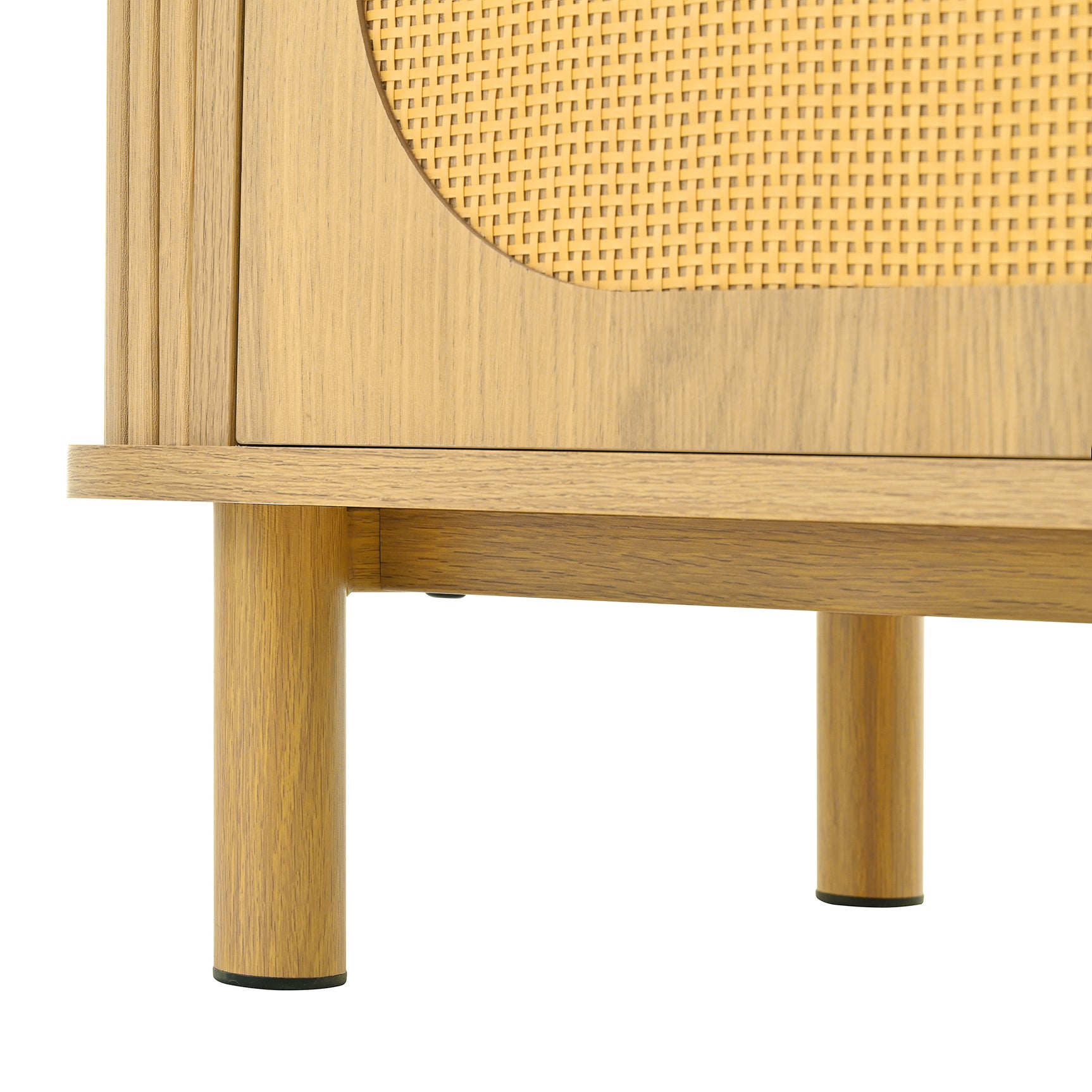 Eichen-Caning-Buffet mit 3 Schubladen, 2 Türen, einstellbaren Regalen und Anti-Breeching-Geräte-120 × 40 × 74 cm