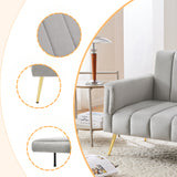 2-Sitzer-Schlafsofa aus dunkelgrauem Stoff mit Seitentaschen, modernes Schlafsofa