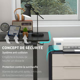Table de bureau électrique réglable en hauteur 140x70x72-116 cm Steh-Sitz Schreibtisch avec anti-collision, stockage et cadre en acier noir