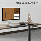 Table de bureau électrique réglable en hauteur 140x70 cm Stehschreibtisch avec moteur, cadre en métal, design nature+noir pour bureau et espace de travail