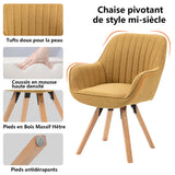 Lot de 2 chaises de salle à manger confortables en tissu jaune pivotantes 360° - CARSON FABRIC YELLOW 2PCS