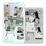 Skandinavischer Stillensessel mit Armlehnen im Aqua gepolsterten Patchwork -Stoff - Epping