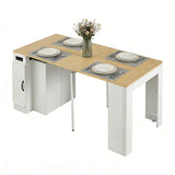 Îlot de cuisine mobile blanc avec plateau extensible et fonction de recharge
