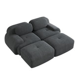2-Sitzer-Schlafsofa aus dunkelgrauem Stoff mit Seitentaschen, modernes Schlafsofa