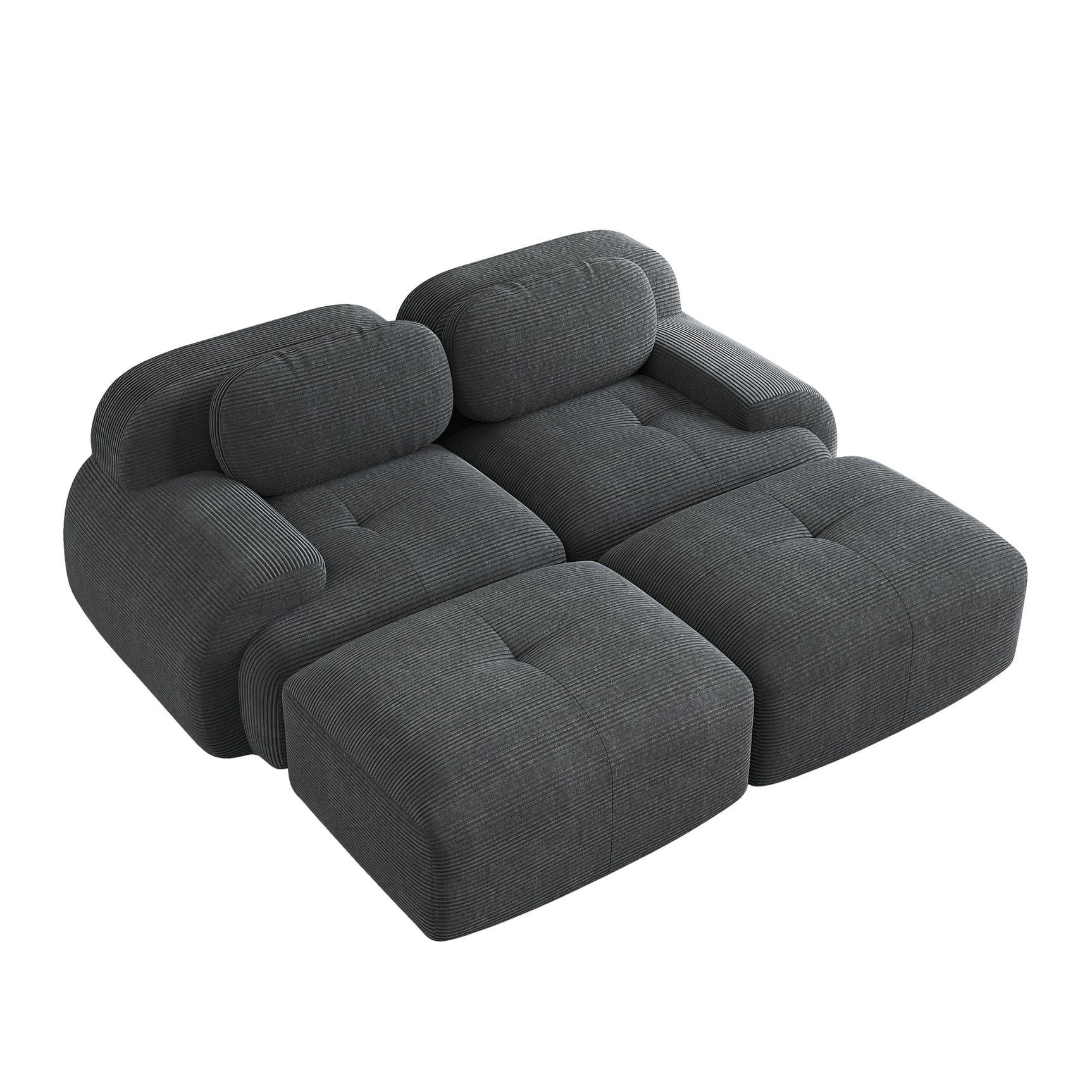 2-Sitzer-Schlafsofa aus dunkelgrauem Stoff mit Seitentaschen, modernes Schlafsofa
