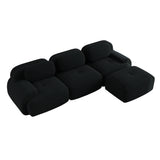 Ensemble de canapés avec accoudoirs incurvés et base antidérapante en tissu velours côtelé doux pour le salon, noir, siège 3 + tabouret 1