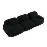 Ensemble de canapés avec accoudoirs incurvés et base antidérapante en tissu velours côtelé doux pour le salon, noir, siège 3