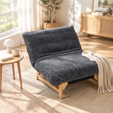 Lounge armchair with armrests in beige corduroy - DOMCO
