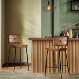 Lot de 2 tabourets de bar industriels avec dossier en suédine - POMONA BAR