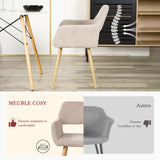 Lot de 2 fauteuils de salle à manger scandinaves avec accoudoirs en tissu beige - CROMWELL