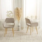 Lot de 2 fauteuils de salle à manger scandinaves avec accoudoirs en tissu beige - CROMWELL