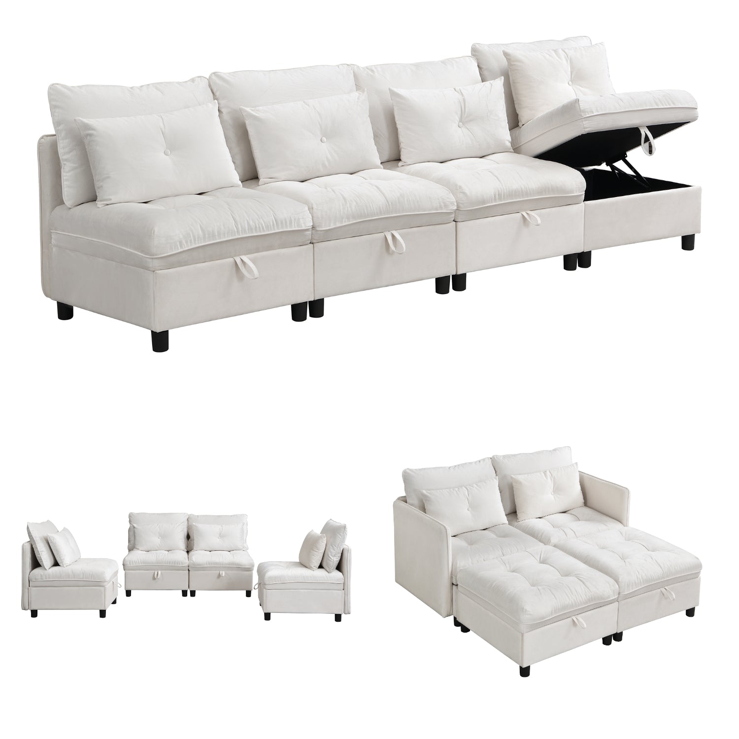 2-Sitzer-Sofa aus beigem Stoff im skandinavischen Stil – AHBARM