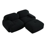 2-Sitzer-Schlafsofa aus dunkelgrauem Stoff mit Seitentaschen, modernes Schlafsofa