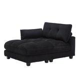 Canapé lounge moderne en velours côtelé avec porte-gobelets et poche latérale, noir