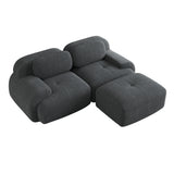 2-Sitzer-Schlafsofa aus dunkelgrauem Stoff mit Seitentaschen, modernes Schlafsofa