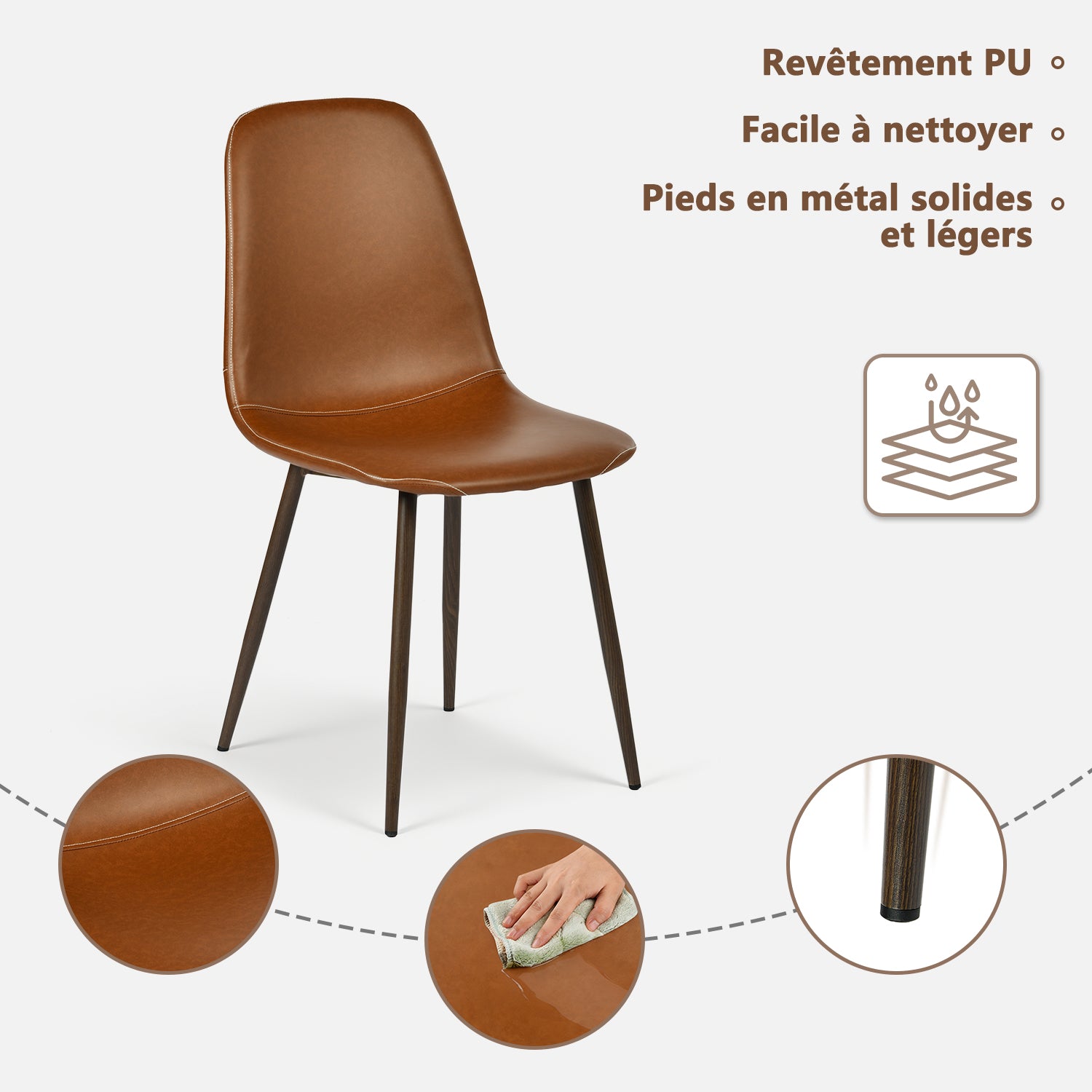 Set of 4 industrial dining chairs in suede - Charlton