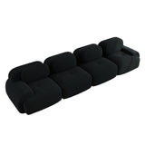 Ensemble de canapés avec accoudoirs incurvés et base antidérapante en tissu velours côtelé doux pour le salon, noir, siège 4