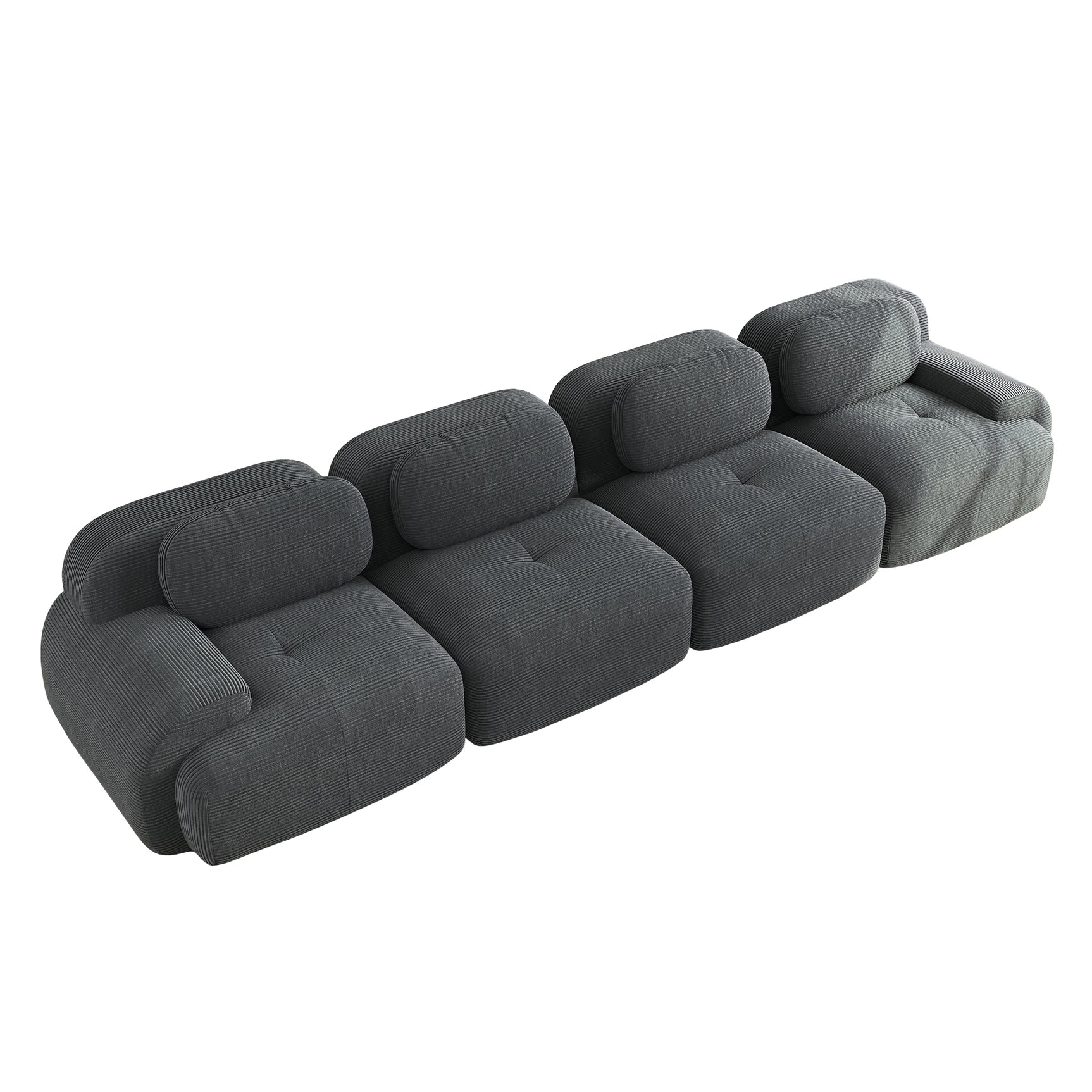 2-Sitzer-Schlafsofa aus dunkelgrauem Stoff mit Seitentaschen, modernes Schlafsofa