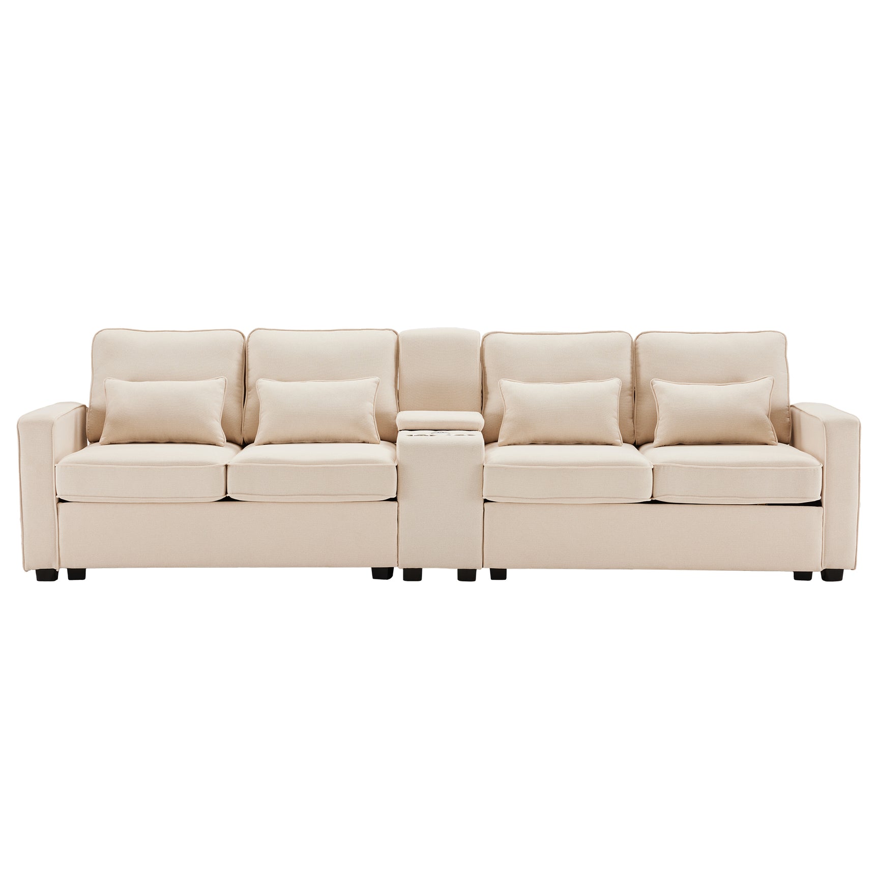 2-Sitzer-Sofa aus beigem Stoff im skandinavischen Stil – AHBARM