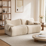 Canapé modulaire chenille kaki clair 2 places