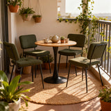 Round Table Table Table Table Timber Ø80 cm with 4 black velvet chairs, modern and comfortable style