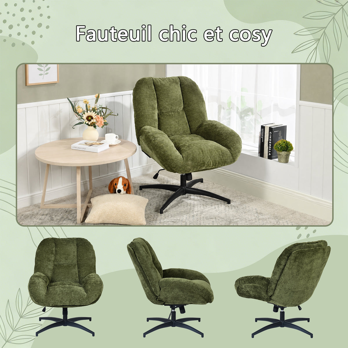 Adjustable Ergonomic Office Armchair Pivoting with fabric armrests white loop - Thomasina