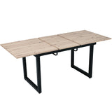 Table de salle à manger extensible rétro en bois avec structure en métal noir, style industriel