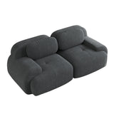 2-Sitzer-Schlafsofa aus dunkelgrauem Stoff mit Seitentaschen, modernes Schlafsofa