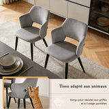 Ensemble de salle à manger comprenant une table extensible et 4 fauteuils avec accoudoirs en tissu gris