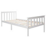 Einzelbett 90x200 cm weiß aus massivem Kiefernholz mit Lattenrost und Kopfteil (ohne Matratze)