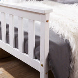 Doppelbett 140x200 cm in massivem weißen Kiefernholz mit geschmierigen Boxspring - robustes und elegantes Design für Erwachsene und Kinder (ohne Matratzen)