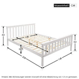 Doppelbett 140x200 cm in massivem weißen Kiefernholz mit geschmierigen Boxspring - robustes und elegantes Design für Erwachsene und Kinder (ohne Matratzen)