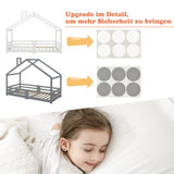 Lit cabane enfant 90x200 cm bois massif blanc avec barrière anti-chute et sommier à lattes