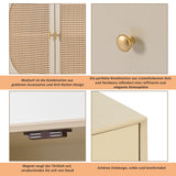 Salon and dining room buffet in broken white with rattan doors and 3 drawers, modern storage unit 120 cm wide