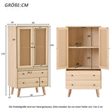 Wooden top buffet modern style with rattan doors and drawers - 60 x 40 x 120 cm