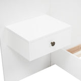Doppelbett 140x200 cm mit Boxfeder, Kopfteil und 2 LED-Nachttischen mit integrierten USB-C-Anschlüssen (ohne Matratzen), 205x244x90,5 cm
