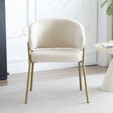 Lot de 6 chaises de salle à manger modernes en tissu effet laine blanche avec pieds dorés