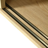 Buffet rétro en bois chêne avec 3 tiroirs, 3 portes coulissantes en rotin et étagères réglables â€?120x40x78 cm