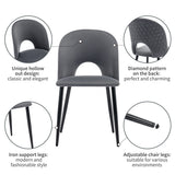 Lot de 2 chaises de salle à manger en velours gris avec dossier à motif diamant, pieds en métal réglables et assise rembourrée