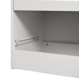 Armoire penderie blanche en panneaux de particules avec 2 portes, 2 tiroirs et tringle de rangement