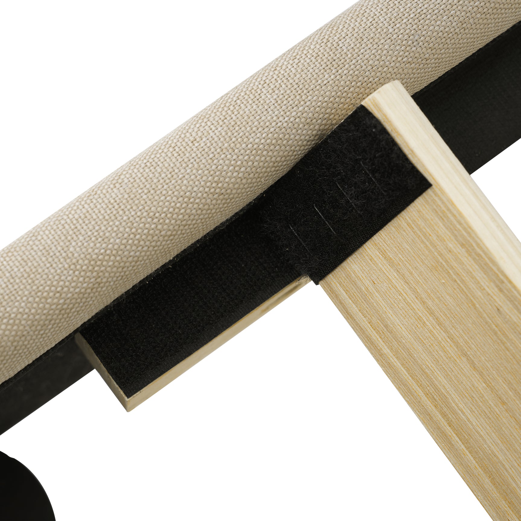 LED -gepolstertes Doppelbett 140 × 200 cm in beige Leinen mit einstellbarem Kopfteil und Basis (ohne Matratzen)